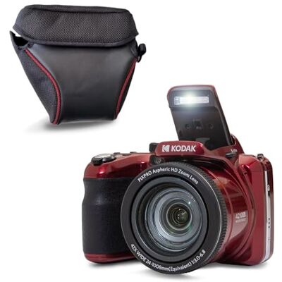 Kodak Pixpro AZ425 Appareil Photo Bridge 20 MP avec Zoom Optique 42x + Étui de Protection – Vidéo Full HD 1080p, Grand Angle 24 mm, Stabilisateur, Écran LCD 3" – Rouge Kodak Pixpro AZ425 Appareil Photo Bridge 20 MP avec Zoom Optique 42x + Étui de Protection – Vidéo Full HD 1080p, Grand Angle 24 mm, Stabilisateur, Écran LCD 3" – Rouge