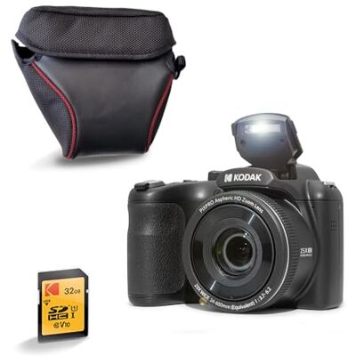 Kodak Pixpro AZ255 Appareil Photo Bridge 16 MP avec Zoom Optique 25x + Étui de Protection + Carte SD 32 Go – Vidéo Full HD 1080p, Grand Angle 24 mm, Stabilisateur, Écran LCD 3" – Noir Kodak Pixpro AZ255 Appareil Photo Bridge 16 MP avec Zoom Optique 25x + Étui de Protection + Carte SD 32 Go – Vidéo Full HD 1080p, Grand Angle 24 mm, Stabilisateur, Écran LCD 3" – Noir
