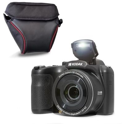 Kodak Pixpro AZ255 Appareil Photo Bridge 16 MP, Zoom Optique 25x, Full HD 1080p, Grand Angle 24 mm, Stabilisateur, Écran LCD 3", Étui Inclus – Idéal pour Voyages – Noir Kodak Pixpro AZ255 Appareil Photo Bridge 16 MP, Zoom Optique 25x, Full HD 1080p, Grand Angle 24 mm, Stabilisateur, Écran LCD 3", Étui Inclus – Idéal pour Voyages – Noir