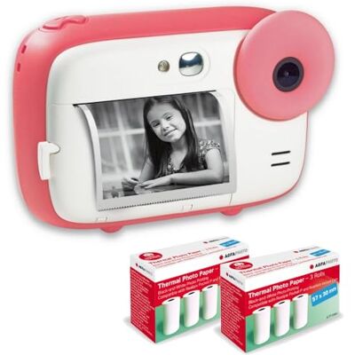 AgfaPhoto AGFA PHOTO Pack Realikids Instant Cam + 6 Rouleaux Papier Thermique ATP3WH supplémentaires Appareil Photo Instantané Enfant, Ecran LCD 2,4', Batterie Lithium, Miroir Selfie et Filtre Photo Rose AgfaPhoto AGFA PHOTO Pack Realikids Instant Cam + 6 Rouleaux Papier Thermique ATP3WH supplémentaires Appareil Photo Instantané Enfant, Ecran LCD 2,4', Batterie Lithium, Miroir Selfie et Filtre Photo Rose