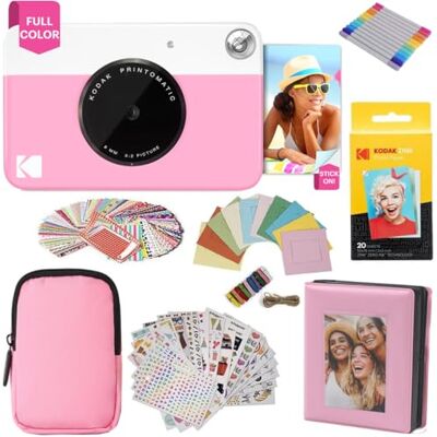 Kodak Printomatic Appareil Photo à Impression instantanée + étui Souple + Papier Photo Zink 2x3 20pk + Album + Autocollant + Cadres Autocollants + Cadres Suspendus + marqueurs Rose Kodak Printomatic Appareil Photo à Impression instantanée + étui Souple + Papier Photo Zink 2x3 20pk + Album + Autocollant + Cadres Autocollants + Cadres Suspendus + marqueurs Rose
