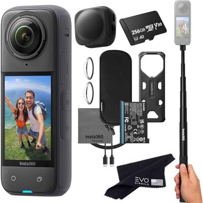Insta360 Lot de 4 caméras d'action 8K étanches à 360° avec capteurs 1/2" 48 MP, vidéo HDR 8K 360°, photo 72 MP 360°, objectif unique 4K Comprend une perche à selfie et un bouchon d'objectif (256 Go) Insta360 Lot de 4 caméras d'action 8K étanches à 360° avec capteurs 1/2" 48 MP, vidéo HDR 8K 360°, photo 72 MP 360°, objectif unique 4K Comprend une perche à selfie et un bouchon d'objectif (256 Go)