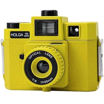 Holga 120GCFN Lomo Appareil photo moyen format avec lentille en verre et flash Jaune Holga 120GCFN Lomo Appareil photo moyen format avec lentille en verre et flash Jaune