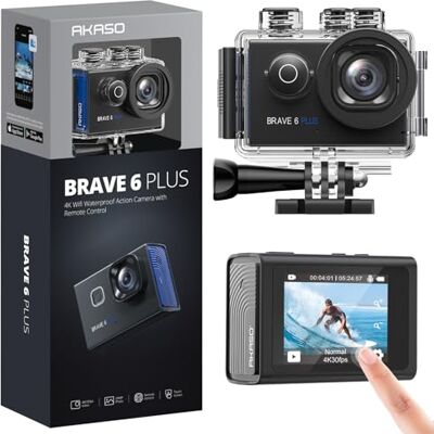 AKASO Brave 6 Plus Native 4K30FPS Caméra d'action WiFi 20 MP avec écran tactile Glace Zoom 8X Contrôle vocal Télécommande 131 pieds Caméra sous-marine avec 2 batteries 1350 mAh et kit d'accessoires AKASO Brave 6 Plus Native 4K30FPS Caméra d'action WiFi 20 MP avec écran tactile Glace Zoom 8X Contrôle vocal Télécommande 131 pieds Caméra sous-marine avec 2 batteries 1350 mAh et kit d'accessoires