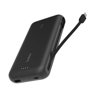 Belkin Batterie externe (câble intégré, 20K, PD 30 W, recharge rapide USB-C Power Delivery, chargeur portable pour tous modèles d’iPhone 16, iPad Pro, Galaxy S25, etc., Noir) Belkin Batterie externe (câble intégré, 20K, PD 30 W, recharge rapide USB-C Power Delivery, chargeur portable pour tous modèles d’iPhone 16, iPad Pro, Galaxy S25, etc., Noir)