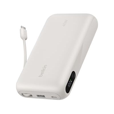 Belkin UltraCharge Batterie Externe 20K Avec Câble USB-C Et Écran Beige Chargeur Portable 20K, Jusqu'à 3 Appareils (1 x USB-C + Câble Intégré, 1 x USB-A), 45 W, Chargeur Préchargé, Écran Belkin UltraCharge Batterie Externe 20K Avec Câble USB-C Et Écran Beige Chargeur Portable 20K, Jusqu'à 3 Appareils (1 x USB-C + Câble Intégré, 1 x USB-A), 45 W, Chargeur Préchargé, Écran