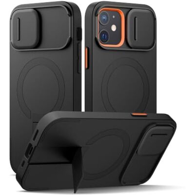 SURITCH Coque pour iPhone 12/12 Pro avec coque magnétique pour appareil photo et béquille réglable, compatible avec MagSafe, coque de protection fine antichoc pour iPhone 12/12 Pro 6,1", noir SURITCH Coque pour iPhone 12/12 Pro avec coque magnétique pour appareil photo et béquille réglable, compatible avec MagSafe, coque de protection fine antichoc pour iPhone 12/12 Pro 6,1", noir