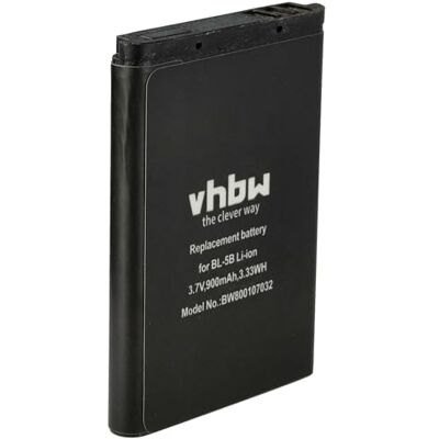 vhbw Batterie Li-ion 900 mAh (3,7 V) compatible avec smartphone, téléphone, téléphone portable Nokia 6020, 6021, 6060, 6061, 6062, 6070, 6080, remplacement pour Nokia BL-5B. vhbw Batterie Li-ion 900 mAh (3,7 V) compatible avec smartphone, téléphone, téléphone portable Nokia 6020, 6021, 6060, 6061, 6062, 6070, 6080, remplacement pour Nokia BL-5B.