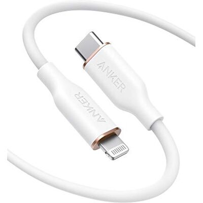Anker cable iPhone USB C, PowerLine III Flow USB-C vers Lightning PD, compatible avec iPhone 13/13 Pro Max/12/11 Pro/X/XS/XR/8 Plus, AirPods Pro, 180 cm, certifié MFi, gel de silice (Blanc neige) Anker cable iPhone USB C, PowerLine III Flow USB-C vers Lightning PD, compatible avec iPhone 13/13 Pro Max/12/11 Pro/X/XS/XR/8 Plus, AirPods Pro, 180 cm, certifié MFi, gel de silice (Blanc neige)
