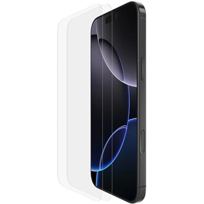 Belkin ScreenForce Lot de 2 protections d'écran en verre trempé pour iPhone 16 Pro Max Transparentes Anti-rayures Application sans bulles Couverture complète de l'écran pour iPhone 16 Pro Max Belkin ScreenForce Lot de 2 protections d'écran en verre trempé pour iPhone 16 Pro Max Transparentes Anti-rayures Application sans bulles Couverture complète de l'écran pour iPhone 16 Pro Max