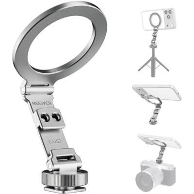 NEEWER Adaptateur de trépied magnétique pour téléphone portable, compact et léger en aluminium, compatible avec MagSafe iPhone, Samsung, enregistrement vidéo Android, CA163 Argenté NEEWER Adaptateur de trépied magnétique pour téléphone portable, compact et léger en aluminium, compatible avec MagSafe iPhone, Samsung, enregistrement vidéo Android, CA163 Argenté