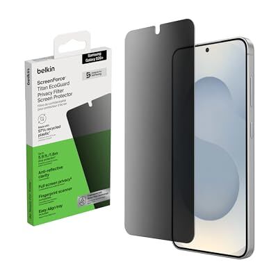 Belkin ScreenForce Titan EcoGuard Protection D'Écran Anti-Espion pour Samsung Galaxy S26, Protection Anti-Impact de Chute, Anti-trace de Doigt, Ultrafine, Avec Support Easy Align Belkin ScreenForce Titan EcoGuard Protection D'Écran Anti-Espion pour Samsung Galaxy S26, Protection Anti-Impact de Chute, Anti-trace de Doigt, Ultrafine, Avec Support Easy Align