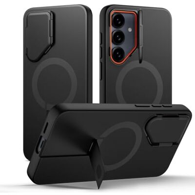 SURITCH Coque de protection magnétique compatible avec Samsung Galaxy S25 FE 5G, avec support en métal et protection de l'appareil photo, anti-chocs et anti-rayures, noire SURITCH Coque de protection magnétique compatible avec Samsung Galaxy S25 FE 5G, avec support en métal et protection de l'appareil photo, anti-chocs et anti-rayures, noire
