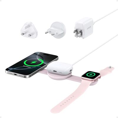 Anker MagGo Chargeur Induction iPhone Station de Recharge Sans Fil 3 en 1 Compatible MagSafe, Certifié Qi2 15W, Chargeur de Voyage pliable, iPhone 17/16/15, AirPods,Apple Watch (chargeur USB-C inclus) Anker MagGo Chargeur Induction iPhone Station de Recharge Sans Fil 3 en 1 Compatible MagSafe, Certifié Qi2 15W, Chargeur de Voyage pliable, iPhone 17/16/15, AirPods,Apple Watch (chargeur USB-C inclus)