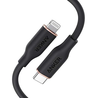 Anker cable iPhone USB C, PowerLine III Flow USB-C vers Lightning PD, compatible avec iPhone 13/13 Pro Max/12/11 Pro/X/XS/XR/8 Plus, AirPods Pro, 90 cm, certifié MFi, gel de silice (Noir minuit) Anker cable iPhone USB C, PowerLine III Flow USB-C vers Lightning PD, compatible avec iPhone 13/13 Pro Max/12/11 Pro/X/XS/XR/8 Plus, AirPods Pro, 90 cm, certifié MFi, gel de silice (Noir minuit)