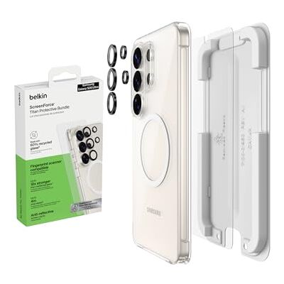 Belkin ScreenForce Titan 3 en 1 Lot d'Accessoires pour Samsung Galaxy S26 Ultra avec Protection d'Écran Antirayure, Coque de Protection Anti-Impact de Choc et Protections d'Objectifs, Antichute de 4m Belkin ScreenForce Titan 3 en 1 Lot d'Accessoires pour Samsung Galaxy S26 Ultra avec Protection d'Écran Antirayure, Coque de Protection Anti-Impact de Choc et Protections d'Objectifs, Antichute de 4m