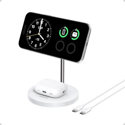 Anker Chargeur Induction iPhone Base de Recharge 15W, Support Ajustable 2-en-1, câble USB-C 1,5m, Double LED, Ultra Rapide MagSafe pour iPhone séries 17/16 et 5W pour AirPods (sans Adaptateur CA) Anker Chargeur Induction iPhone Base de Recharge 15W, Support Ajustable 2-en-1, câble USB-C 1,5m, Double LED, Ultra Rapide MagSafe pour iPhone séries 17/16 et 5W pour AirPods (sans Adaptateur CA)