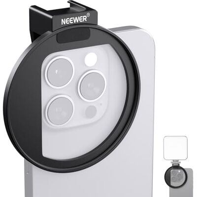 NEEWER Filtre de téléphone 67 mm amélioré avec support de griffe froide, bouton de verrouillage, ouverture de 13 mm, compatible avec iPhone 15 Pro Max 15 Plus 14 13 Samsung Galaxy S22 S23 Ultra, LA006 NEEWER Filtre de téléphone 67 mm amélioré avec support de griffe froide, bouton de verrouillage, ouverture de 13 mm, compatible avec iPhone 15 Pro Max 15 Plus 14 13 Samsung Galaxy S22 S23 Ultra, LA006