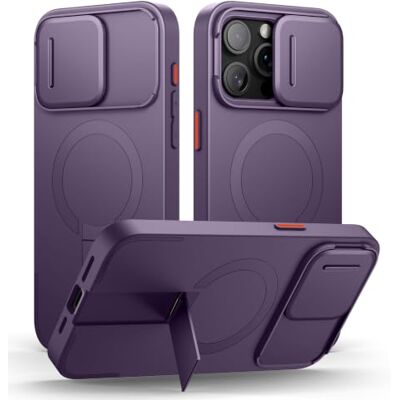 SURITCH Coque de protection magnétique compatible avec iPhone 15 Pro Max, résistante aux chocs et aux rayures, avec cache de caméra coulissant et support réglable (violet) SURITCH Coque de protection magnétique compatible avec iPhone 15 Pro Max, résistante aux chocs et aux rayures, avec cache de caméra coulissant et support réglable (violet)