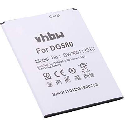 vhbw Batterie compatible avec Doogee DG-580, KISSME DG580 2500 mAh, 3,8 V, Li-ion vhbw Batterie compatible avec Doogee DG-580, KISSME DG580 2500 mAh, 3,8 V, Li-ion