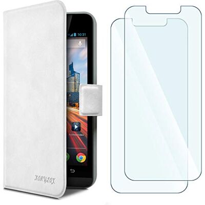 KARYLAX Pack 2 Verres Flexibles + Etui Universel L (A) Blanc pour LOGICOM Le Prime KARYLAX Pack 2 Verres Flexibles + Etui Universel L (A) Blanc pour LOGICOM Le Prime