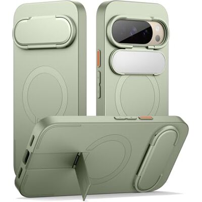 SURITCH Étui magnétique compatible avec Google Pixel 10 Pro XL, étui de téléphone avec support en métal et protection de l'appareil photo, anti-chocs, anti-rayures, vert SURITCH Étui magnétique compatible avec Google Pixel 10 Pro XL, étui de téléphone avec support en métal et protection de l'appareil photo, anti-chocs, anti-rayures, vert