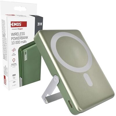 EMOS Batterie externe 10 000 mAh WI 1031 avec aimant Batterie externe magnétique avec passthrough et chargement sans fil Port USB-C avec câble de données USB Pour iPhone, iPad, smartphone EMOS Batterie externe 10 000 mAh WI 1031 avec aimant Batterie externe magnétique avec passthrough et chargement sans fil Port USB-C avec câble de données USB Pour iPhone, iPad, smartphone