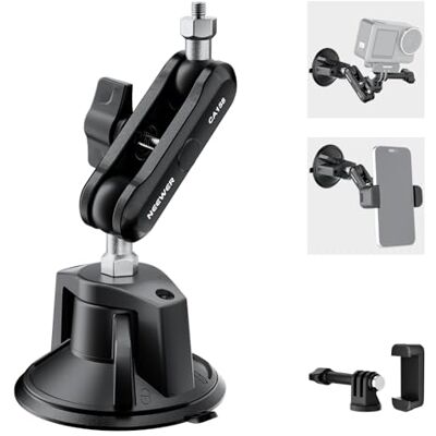 NEEWER Support à ventouse pour téléphone portable et appareil photo compatible avec GoPro DJI Insta360 iPhone, support de smartphone de voiture avec adaptateur Action Cam Bras magique à 360° pour NEEWER Support à ventouse pour téléphone portable et appareil photo compatible avec GoPro DJI Insta360 iPhone, support de smartphone de voiture avec adaptateur Action Cam Bras magique à 360° pour