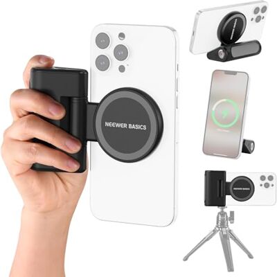 NEEWER BASICS WS-25001 Poignée magnétique pour appareil photo avec déclencheur à distance compatible avec iPhone MagSafe, charge magnétique 18 W, rechargeable 5000 mAh pour trépied Vlog Selfie Trépied NEEWER BASICS WS-25001 Poignée magnétique pour appareil photo avec déclencheur à distance compatible avec iPhone MagSafe, charge magnétique 18 W, rechargeable 5000 mAh pour trépied Vlog Selfie Trépied