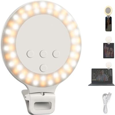NEEWER Version d'entrée de gamme Anneau lumineux de 9,7 cm 3 W Clip sur téléphone Éclairage à selfie pour iPhone, ordinateur portable, bureau, webcam, vidéoconférence, zoom, enregistrement NEEWER Version d'entrée de gamme Anneau lumineux de 9,7 cm 3 W Clip sur téléphone Éclairage à selfie pour iPhone, ordinateur portable, bureau, webcam, vidéoconférence, zoom, enregistrement