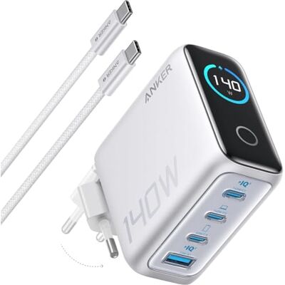 Anker Zolo Chargeur USB C 140 W, Adaptateur 4 Ports Rapide et Compact, Technologie GaN, contrôles tactiles intuitifs, iPhone séries 17/16, Samsung, MacBook Air/Pro, Pixel, AirPods et Autres Anker Zolo Chargeur USB C 140 W, Adaptateur 4 Ports Rapide et Compact, Technologie GaN, contrôles tactiles intuitifs, iPhone séries 17/16, Samsung, MacBook Air/Pro, Pixel, AirPods et Autres