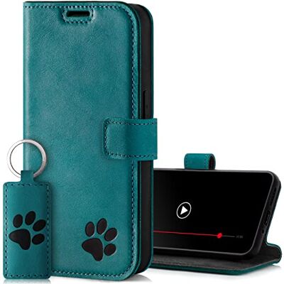 SURAZO Étui de protection à rabat RFID pour Xiaomi 13 Ultra 5G En cuir véritable avec motif de patte Avec aimant Fonction support Compartiment pour cartes Turquoise SURAZO Étui de protection à rabat RFID pour Xiaomi 13 Ultra 5G En cuir véritable avec motif de patte Avec aimant Fonction support Compartiment pour cartes Turquoise