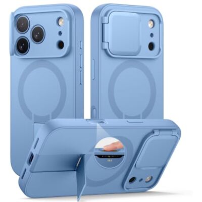 SURITCH Coque magnétique compatible avec iPhone 18 Pro 6,3", bleu clair Avec couvercle d'appareil photo, béquille réglable, bouton de contrôle de l'appareil photo, coque de protection résistante SURITCH Coque magnétique compatible avec iPhone 18 Pro 6,3", bleu clair Avec couvercle d'appareil photo, béquille réglable, bouton de contrôle de l'appareil photo, coque de protection résistante