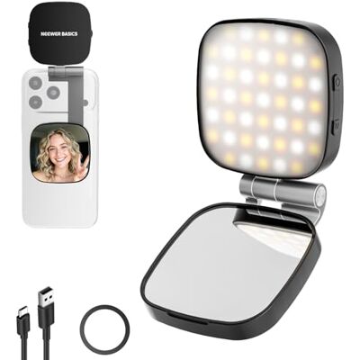 NEEWER Basics NL45B Lampe magnétique à selfie compatible avec iPhone MagSafe, 2 W CRI95+, éclairage de remplissage de téléphone à DEL pivotant bicolore, 680 lx/0,3 m, miroir pour enregistrement Vlog NEEWER Basics NL45B Lampe magnétique à selfie compatible avec iPhone MagSafe, 2 W CRI95+, éclairage de remplissage de téléphone à DEL pivotant bicolore, 680 lx/0,3 m, miroir pour enregistrement Vlog
