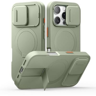 SURITCH Coque magnétique compatible avec iPhone 16 Pro, boîtier résistant aux chocs étui de protection ultra fin avec couvercle de l'appareil photo coulissant et support réglable(vert) SURITCH Coque magnétique compatible avec iPhone 16 Pro, boîtier résistant aux chocs étui de protection ultra fin avec couvercle de l'appareil photo coulissant et support réglable(vert)
