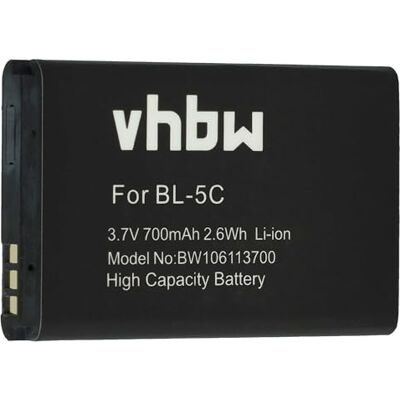 vhbw Batterie Compatible avec Swisstone BBM 300, BBM 320, BBM 400, BBM 610, BBM 615, BBM 625 Replacement pour BL-5C (700mAh, 3,7V, Li-ION) vhbw Batterie Compatible avec Swisstone BBM 300, BBM 320, BBM 400, BBM 610, BBM 615, BBM 625 Replacement pour BL-5C (700mAh, 3,7V, Li-ION)