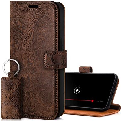 SURAZO Étui de protection pour Samsung Galaxy M34 En cuir véritable Rabat Avec aimant Compartiment pour cartes Protection RFID Motif floral Étui à rabat en cuir (marron) SURAZO Étui de protection pour Samsung Galaxy M34 En cuir véritable Rabat Avec aimant Compartiment pour cartes Protection RFID Motif floral Étui à rabat en cuir (marron)