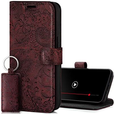 SURAZO Étui de protection en cuir pour Samsung Galaxy S23 FE Pliable Magnétique Compartiment pour cartes Protection RFID Étui à rabat en cuir (motif floral bordeaux) SURAZO Étui de protection en cuir pour Samsung Galaxy S23 FE Pliable Magnétique Compartiment pour cartes Protection RFID Étui à rabat en cuir (motif floral bordeaux)