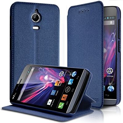 KARYLAX Seluxion Housse Coque Etui à Rabat latéral Fonction Support Couleur Bleu pour Wiko Wax 4G + Film de Protection KARYLAX Seluxion Housse Coque Etui à Rabat latéral Fonction Support Couleur Bleu pour Wiko Wax 4G + Film de Protection