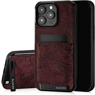 SURAZO Premium Étui de protection arrière en cuir véritable pour Apple iPhone 14 Pro Max – Étui de protection pour téléphone portable en cuir résistant aux chocs [compartiment pour cartes, support, SURAZO Premium Étui de protection arrière en cuir véritable pour Apple iPhone 14 Pro Max – Étui de protection pour téléphone portable en cuir résistant aux chocs [compartiment pour cartes, support,