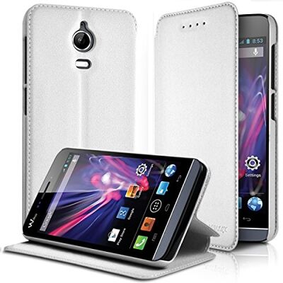 KARYLAX Seluxion Housse Coque Etui à Rabat latéral Fonction Support Couleur Blanc pour Wiko Wax 4G + Film de Protection KARYLAX Seluxion Housse Coque Etui à Rabat latéral Fonction Support Couleur Blanc pour Wiko Wax 4G + Film de Protection