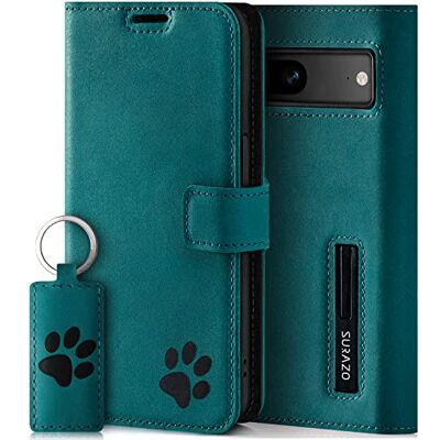 SURAZO Étui de protection de qualité supérieure pour Google Pixel 7A 5G 5G En cuir véritable de qualité supérieure avec motif patte Étui à rabat RFID Avec aimant, fonction support, compartiment SURAZO Étui de protection de qualité supérieure pour Google Pixel 7A 5G 5G En cuir véritable de qualité supérieure avec motif patte Étui à rabat RFID Avec aimant, fonction support, compartiment