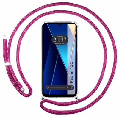 Étui avec Cordon Xiaomi Redmi 13C Rose Fuchsia - Tumundosmartphone Étui avec Cordon Xiaomi Redmi 13C Rose Fuchsia - Tumundosmartphone
