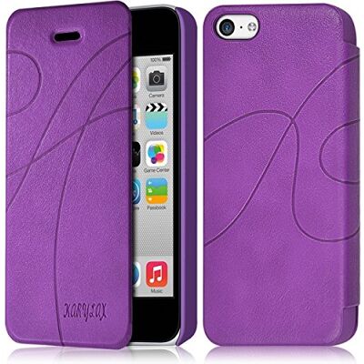 KARYLAX Seluxion Housse Etui Coque Rigide à Clapet Couleur Violet pour Apple iPhone 5C + Film de Protection KARYLAX Seluxion Housse Etui Coque Rigide à Clapet Couleur Violet pour Apple iPhone 5C + Film de Protection