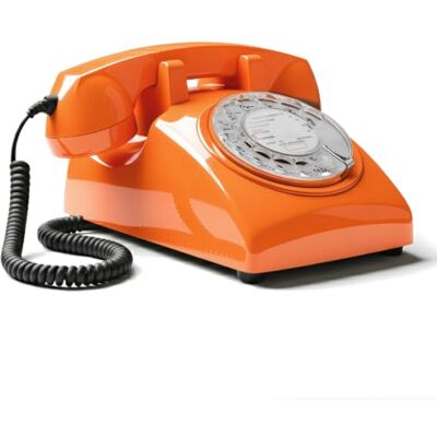 Opis Technology Opis 60s Cable: Téléphone Fixe Vintage Compatible Box, Style rétro des années 60, avec Son Aspect Ancien à Cadran Classique Orange Opis Technology Opis 60s Cable: Téléphone Fixe Vintage Compatible Box, Style rétro des années 60, avec Son Aspect Ancien à Cadran Classique Orange