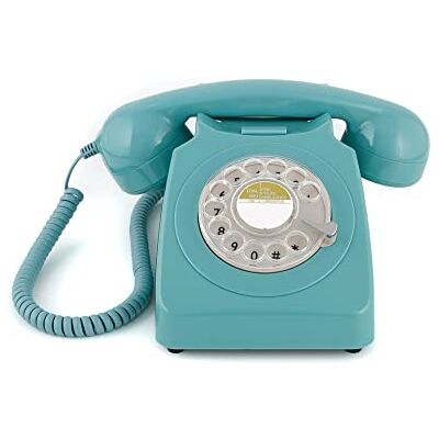 GPO 746 Téléphone fixe rotatif rétro style années 70, téléphone classique avec interrupteur marche/arrêt à sonnerie, cordon bouclé, sonnerie authentique pour la maison, les hôtels Bleu GPO 746 Téléphone fixe rotatif rétro style années 70, téléphone classique avec interrupteur marche/arrêt à sonnerie, cordon bouclé, sonnerie authentique pour la maison, les hôtels Bleu