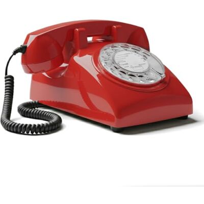 Opis Technology 60s Cable Téléphone fixe vintage années 60, rouge Opis Technology 60s Cable Téléphone fixe vintage années 60, rouge