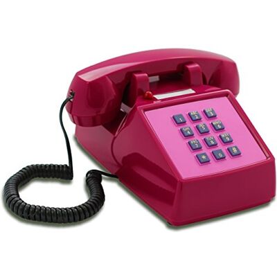 Opis Technology Opis PushMeFon Câble : un téléphone fixe rétro avec pavé de touches, idéal comme vieux téléphone pour une décoration élégante en violet et rose Opis Technology Opis PushMeFon Câble : un téléphone fixe rétro avec pavé de touches, idéal comme vieux téléphone pour une décoration élégante en violet et rose