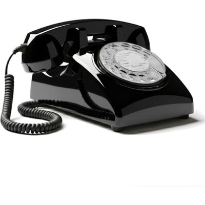 Opis Technology 60s Câble téléphonique fixe rétro vintage Téléphone ancien à disque avec cloche métallique, zéro rayonnement et style classique des années 60, noir Opis Technology 60s Câble téléphonique fixe rétro vintage Téléphone ancien à disque avec cloche métallique, zéro rayonnement et style classique des années 60, noir