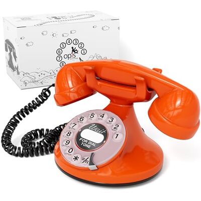 Opis Technology FunkyFon Cable : Téléphone rétro au Style des années 1920 avec Cadran Rotatif Orange Opis Technology FunkyFon Cable : Téléphone rétro au Style des années 1920 avec Cadran Rotatif Orange